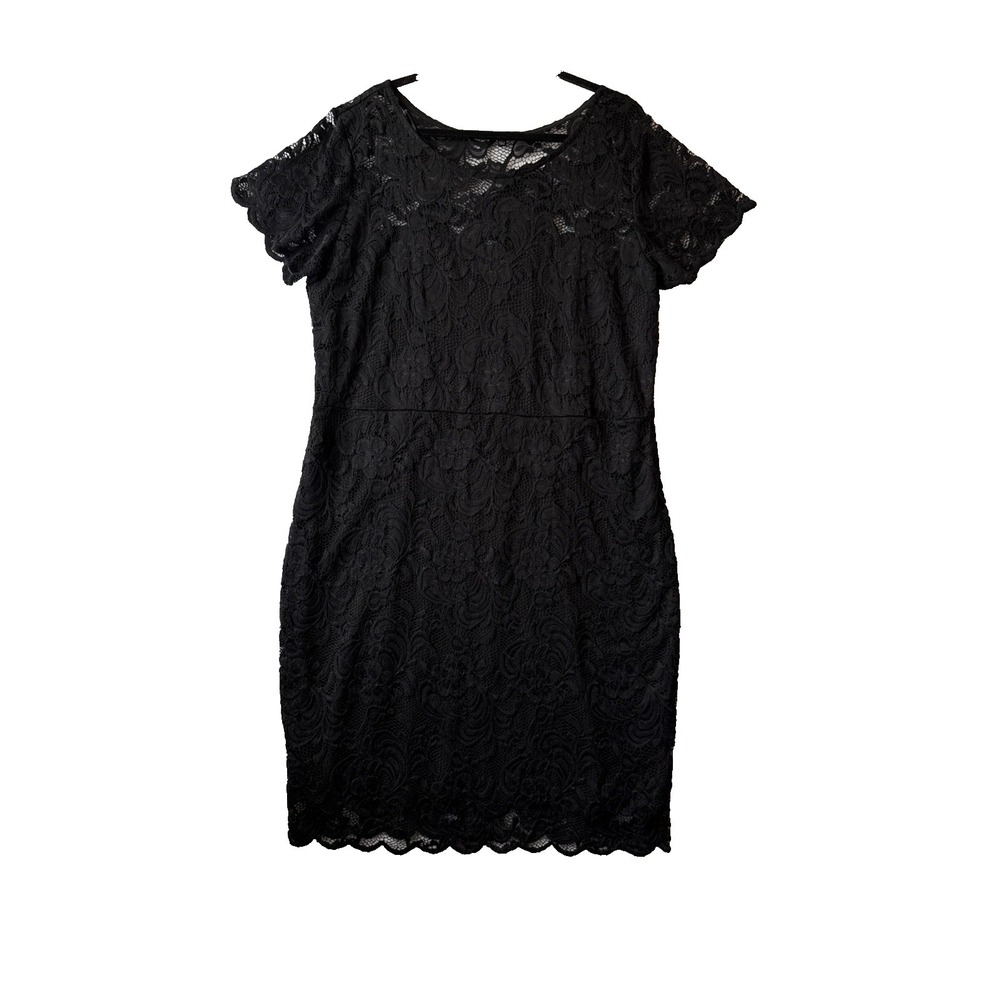 Ambiance Black Lace‎ Overlay Sheath Dress Cocktail Party Whimsigoth Romantic 3X